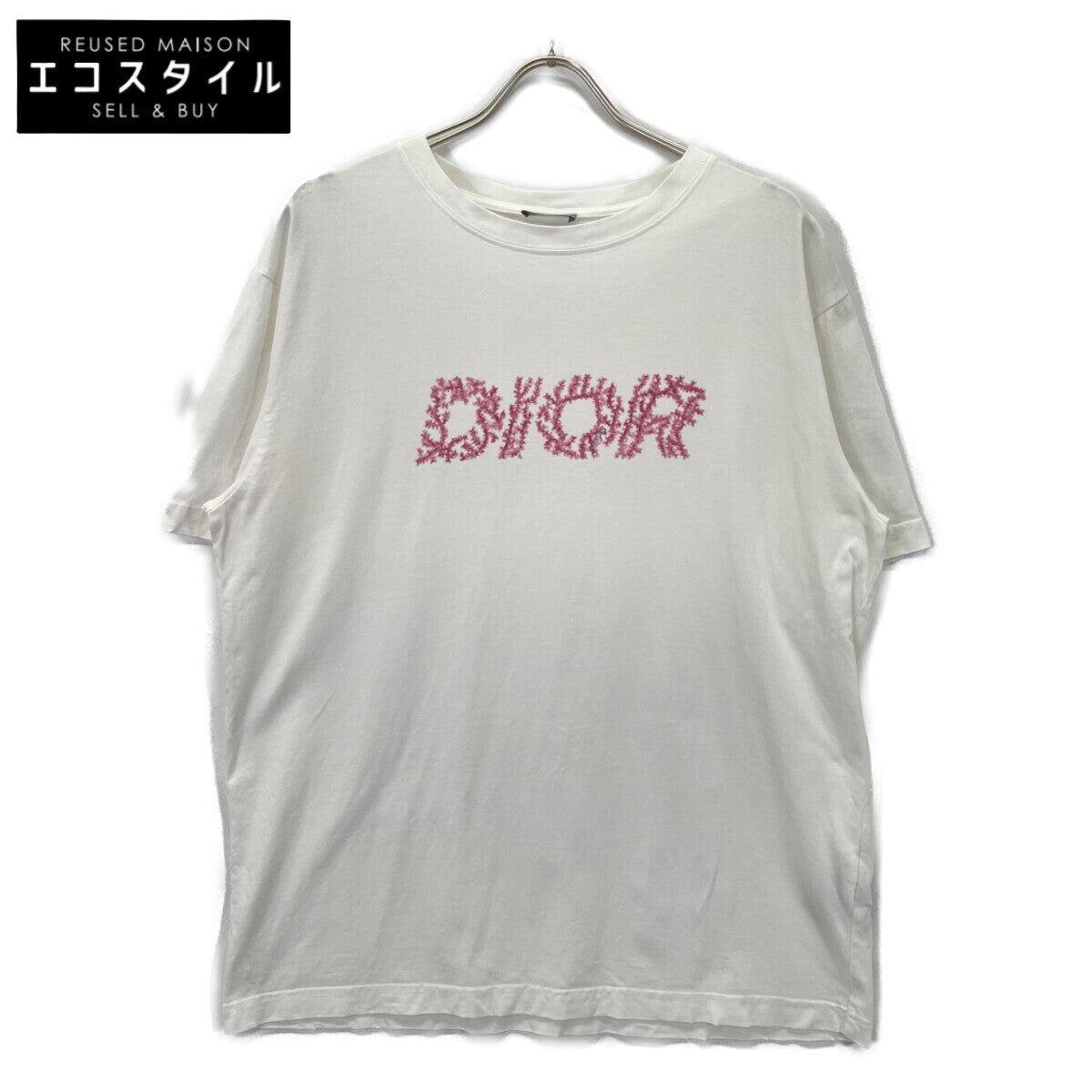 DIOR ディオール ﾎﾜｲﾄ×ﾋﾟﾝｸ ﾛｺﾞ 半袖Tｼｬﾂ　24ss トップス L