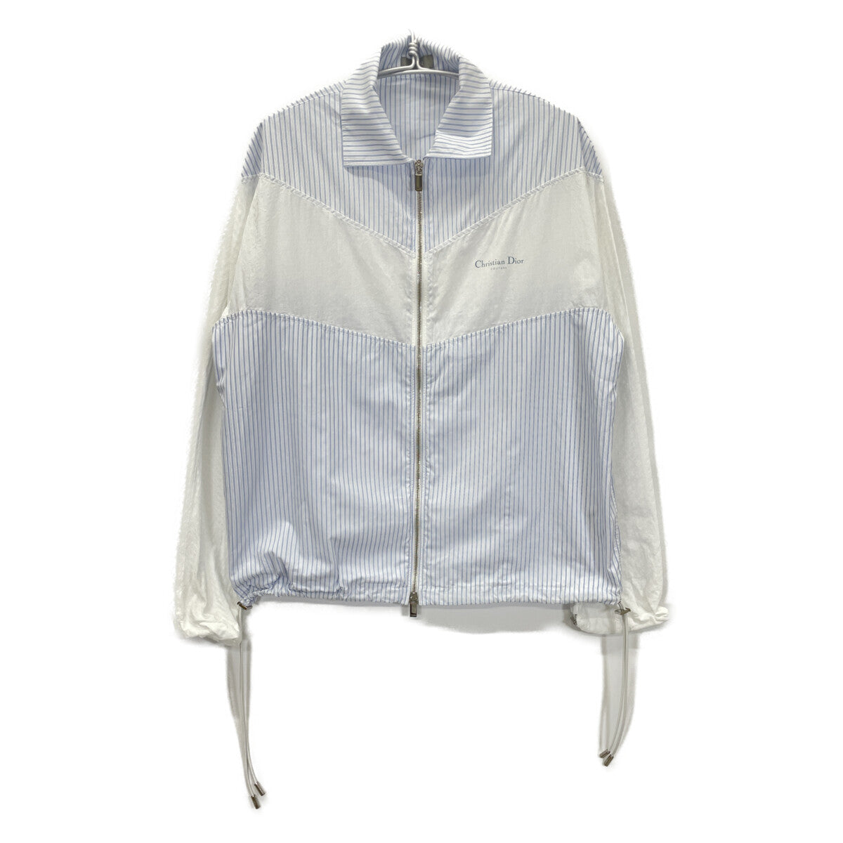 Dior HOMME ディオールオム ﾎﾜｲﾄ×ﾌﾞﾙｰ ｽﾄﾗｲﾌﾟ ｼﾞｯﾌﾟｱｯﾌﾟﾌﾞﾙｿﾞﾝ ジャケット 48