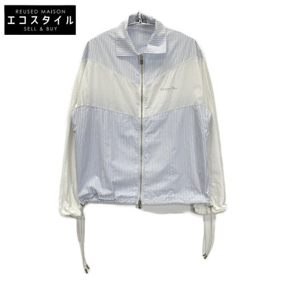 Dior HOMME ディオールオム ﾎﾜｲﾄ×ﾌﾞﾙｰ ｽﾄﾗｲﾌﾟ ｼﾞｯﾌﾟｱｯﾌﾟﾌﾞﾙｿﾞﾝ ジャケット 48