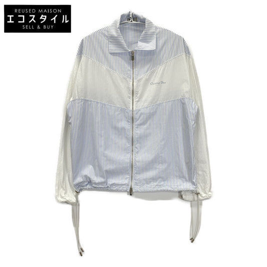 Dior HOMME ディオールオム ﾎﾜｲﾄ×ﾌﾞﾙｰ ｽﾄﾗｲﾌﾟ ｼﾞｯﾌﾟｱｯﾌﾟﾌﾞﾙｿﾞﾝ ジャケット 48