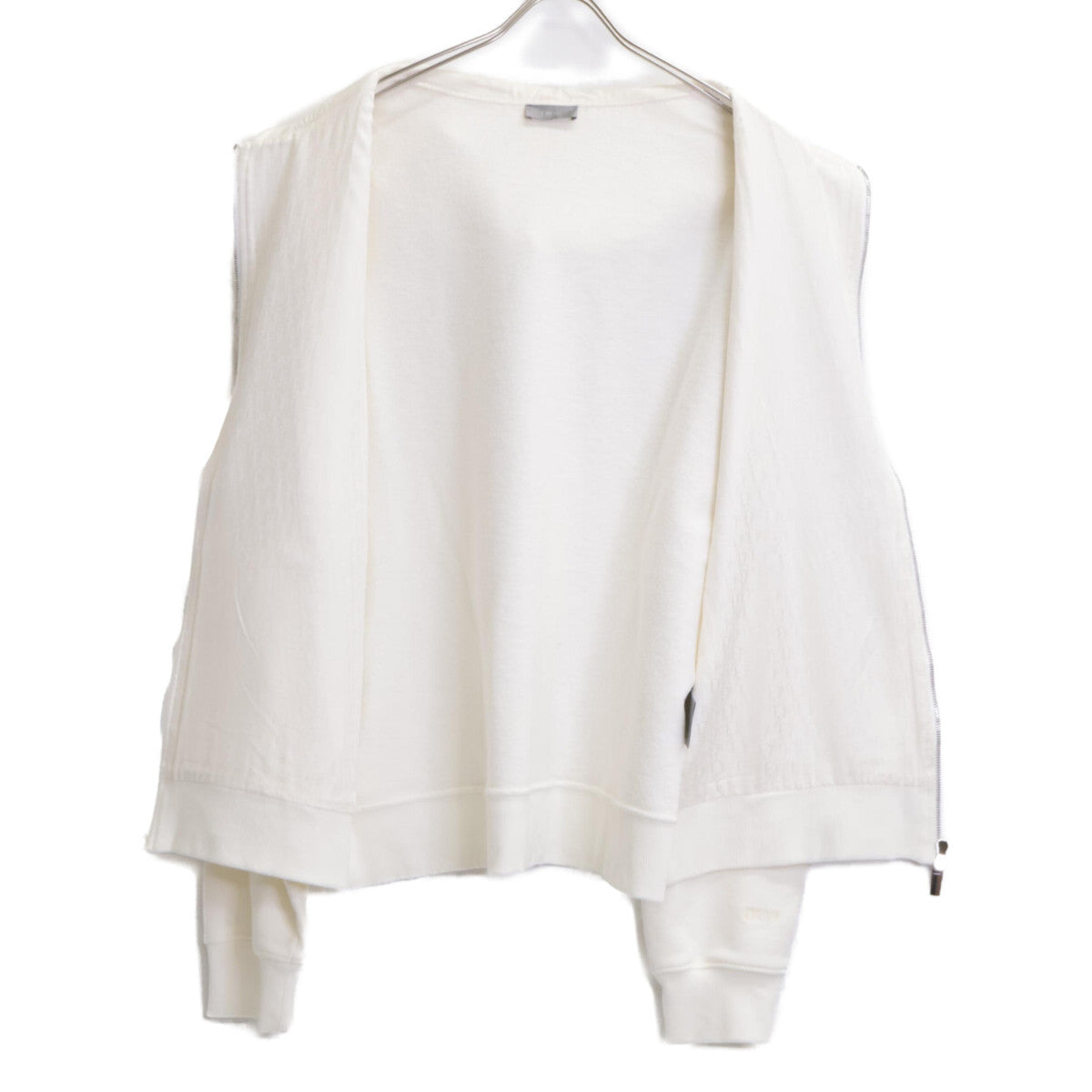 DIOR ディオール ﾎﾜｲﾄ 293J650A0531 ｺｯﾄﾝ×ｼﾙｸ ｼﾞｯﾌﾟｱｯﾌﾟﾊﾟｰｶｰ トップス L