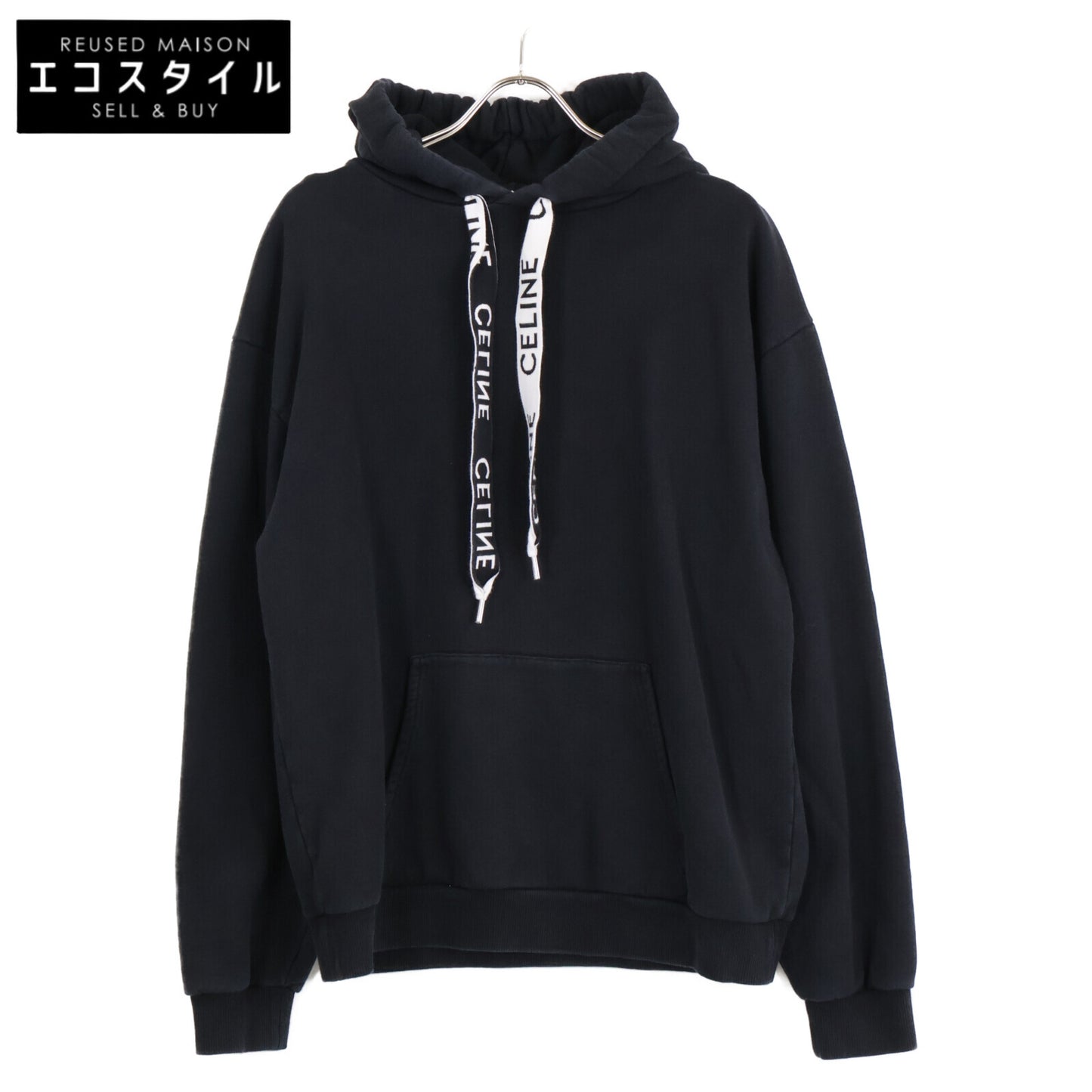 CELINE セリーヌ ﾌﾞﾗｯｸ 2Y468670Q ﾙｰｽﾞ ﾌｰﾃﾞｨｰ トップス L