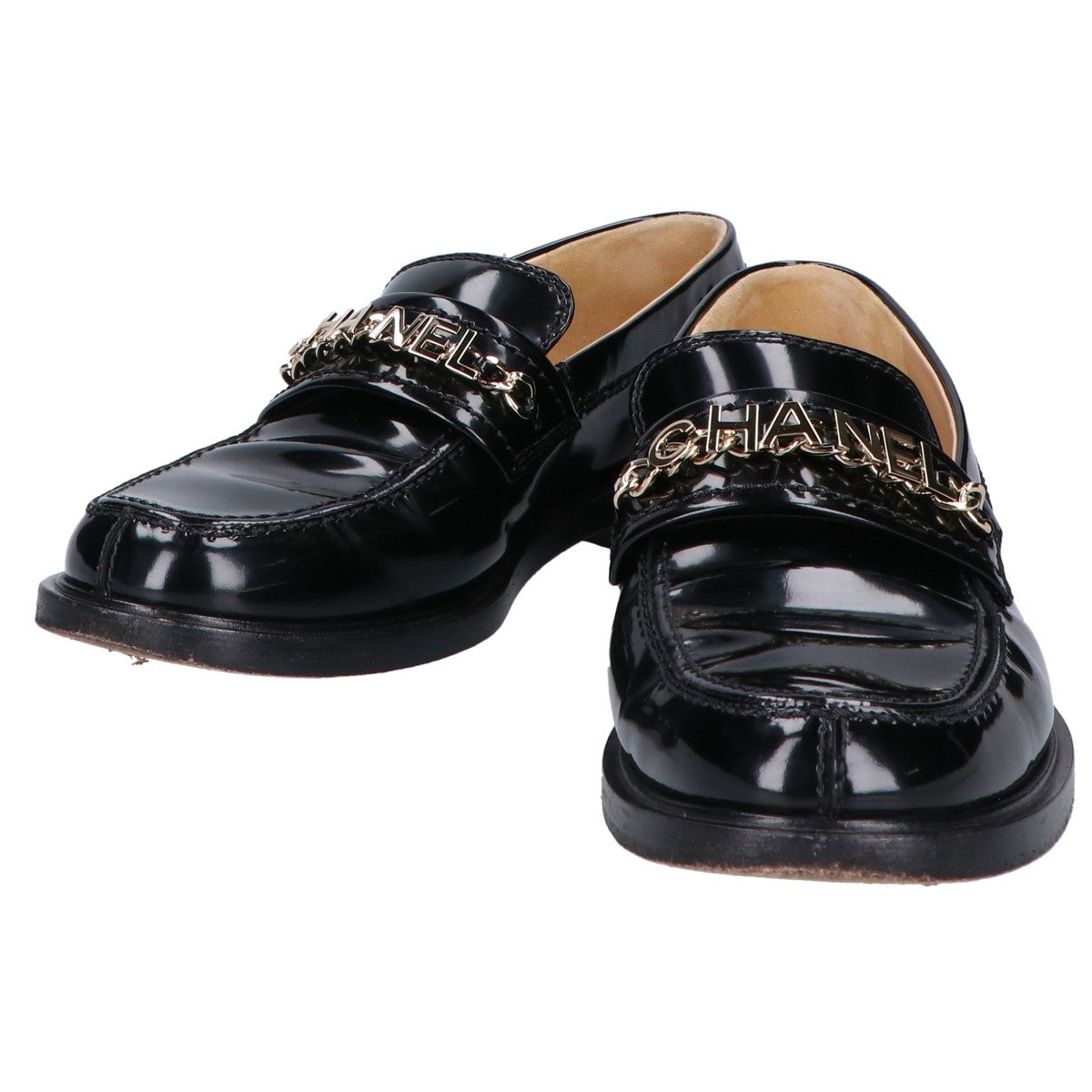 CHANEL シャネル G37430 メタルロゴ パテントレザー ローファー シューズ 37C