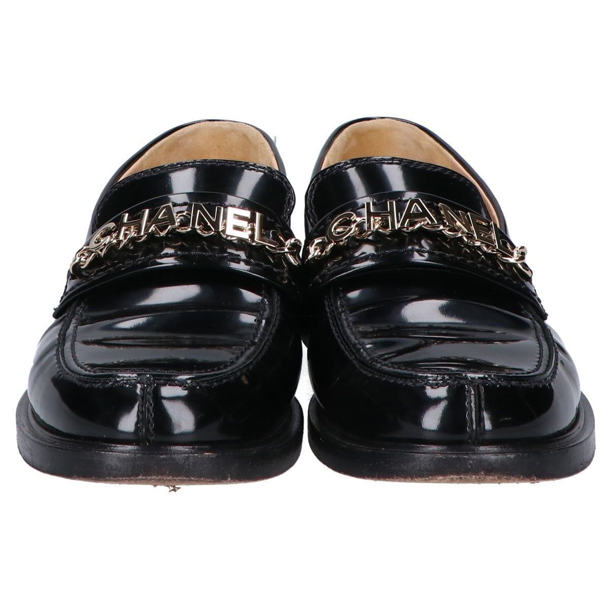 CHANEL シャネル G37430 メタルロゴ パテントレザー ローファー シューズ 37C