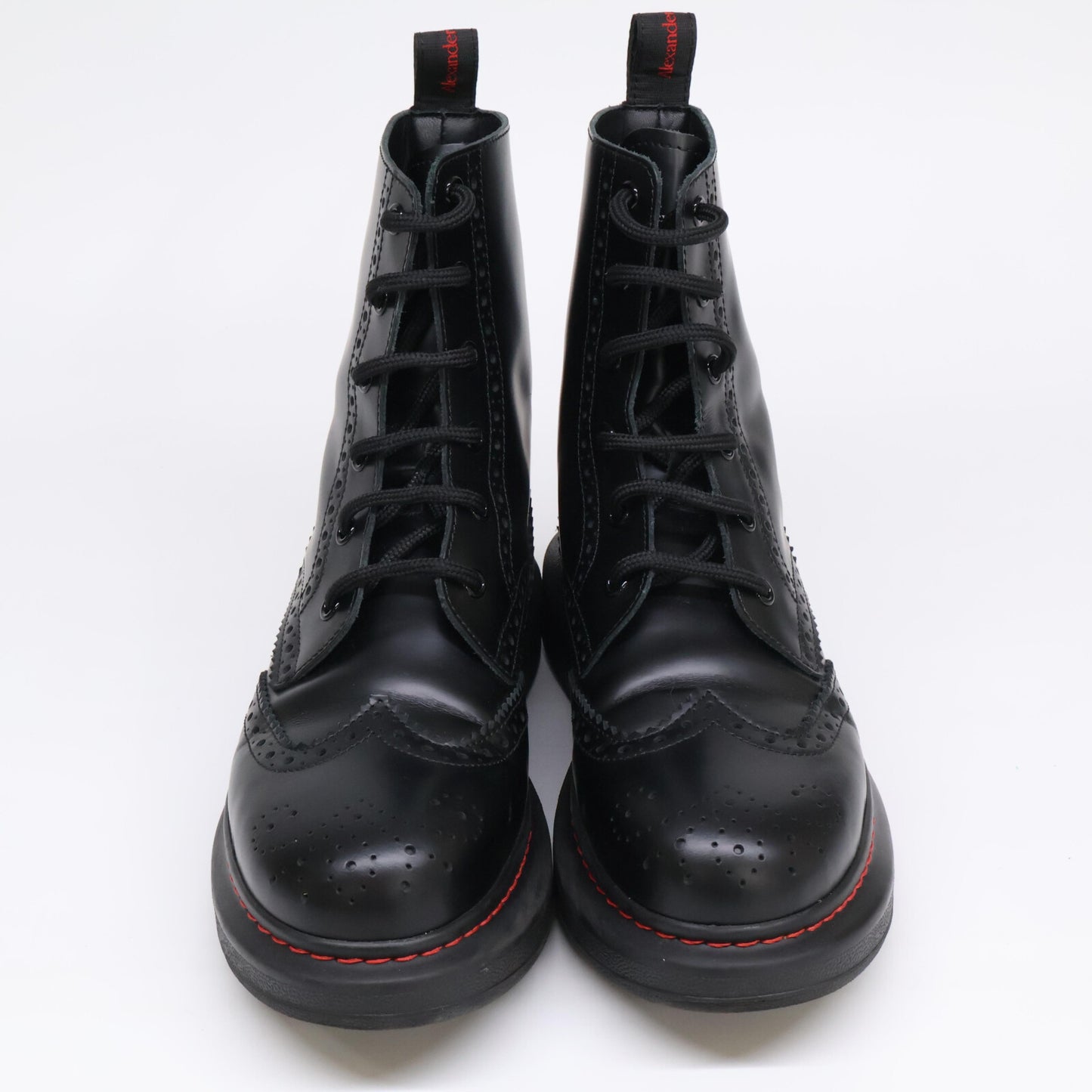 Alexander McQueen アレキサンダーマックイーン 【美品】586402 レザー メダリオン レースアップ ブーツ シューズ 38E