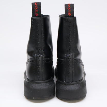 Alexander McQueen アレキサンダーマックイーン 【美品】586402 レザー メダリオン レースアップ ブーツ シューズ 38E