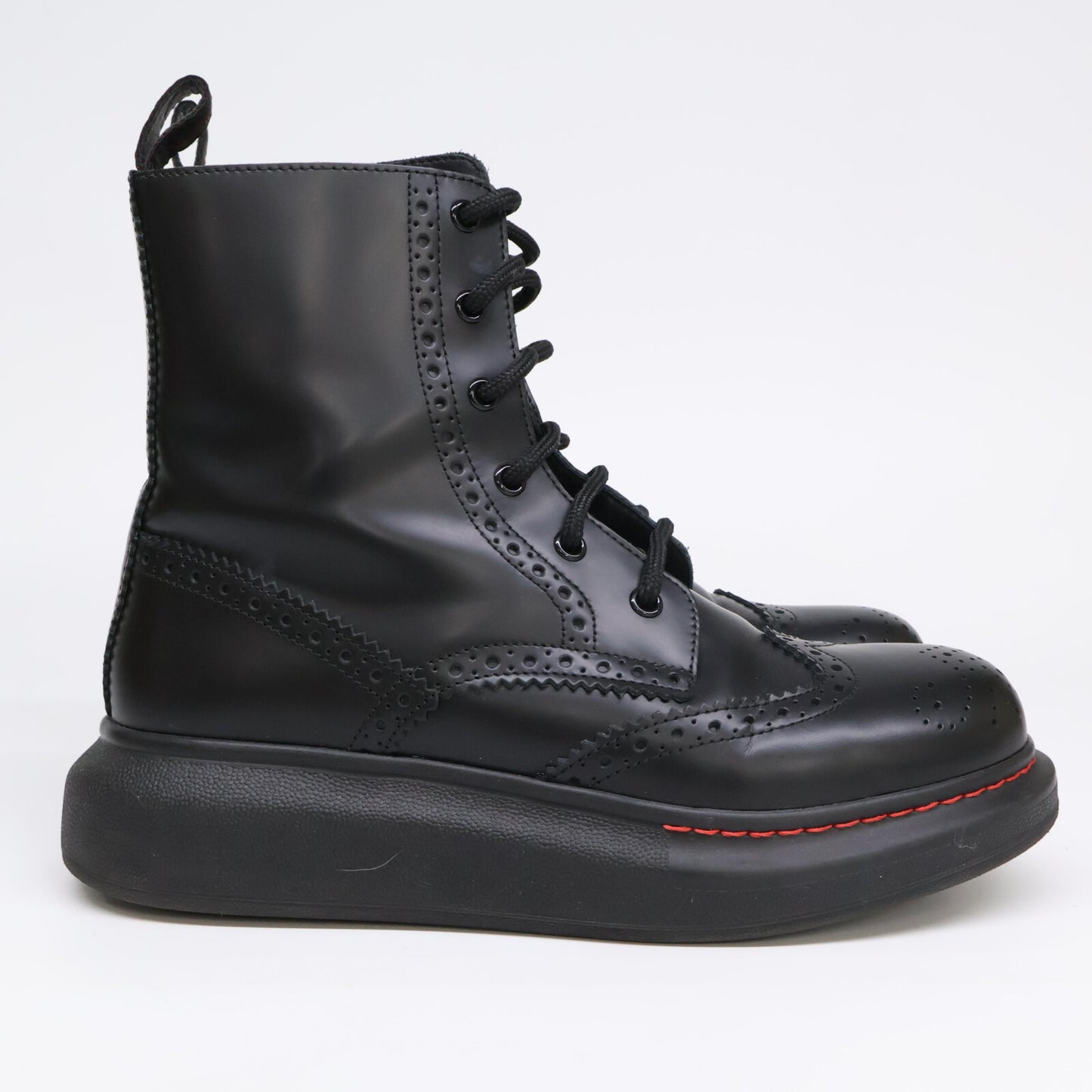 Alexander McQueen アレキサンダーマックイーン 【美品】586402 レザー メダリオン レースアップ ブーツ シューズ 38E