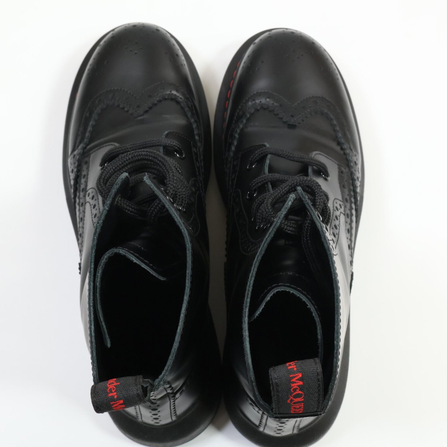 Alexander McQueen アレキサンダーマックイーン 【美品】586402 レザー メダリオン レースアップ ブーツ シューズ 38E