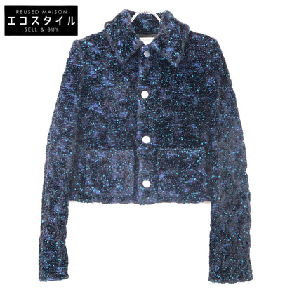 BOTTEGA VENETA ボッテガヴェネタ ﾌﾞﾗｯｸ/ﾌﾞﾙｰ 686158 ｼｪﾆｰﾙ ﾌﾞｰｸﾚｼﾞｬｹｯﾄ ジャケット 38