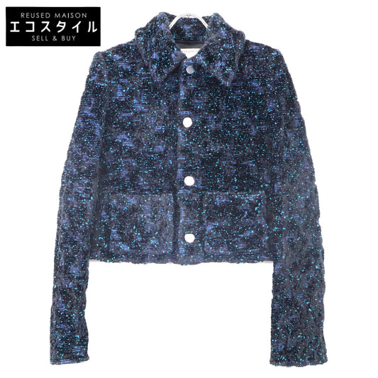 BOTTEGA VENETA ボッテガヴェネタ ﾌﾞﾗｯｸ/ﾌﾞﾙｰ 686158 ｼｪﾆｰﾙ ﾌﾞｰｸﾚｼﾞｬｹｯﾄ ジャケット 38