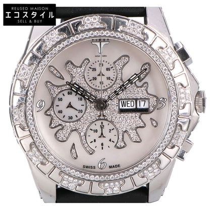 TIRET NEW YORK ティレット ニューヨーク オートマティッククロノグラフ100 ホワイトMOPスプラッシュダイアル フルダイヤモンド シースルーバック 腕時計