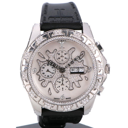 TIRET NEW YORK ティレット ニューヨーク オートマティッククロノグラフ100 ホワイトMOPスプラッシュダイアル フルダイヤモンド シースルーバック 腕時計