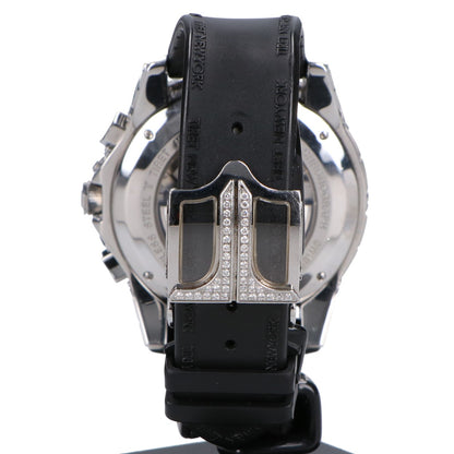 TIRET NEW YORK ティレット ニューヨーク オートマティッククロノグラフ100 ホワイトMOPスプラッシュダイアル フルダイヤモンド シースルーバック 腕時計