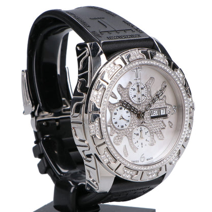 TIRET NEW YORK ティレット ニューヨーク オートマティッククロノグラフ100 ホワイトMOPスプラッシュダイアル フルダイヤモンド シースルーバック 腕時計