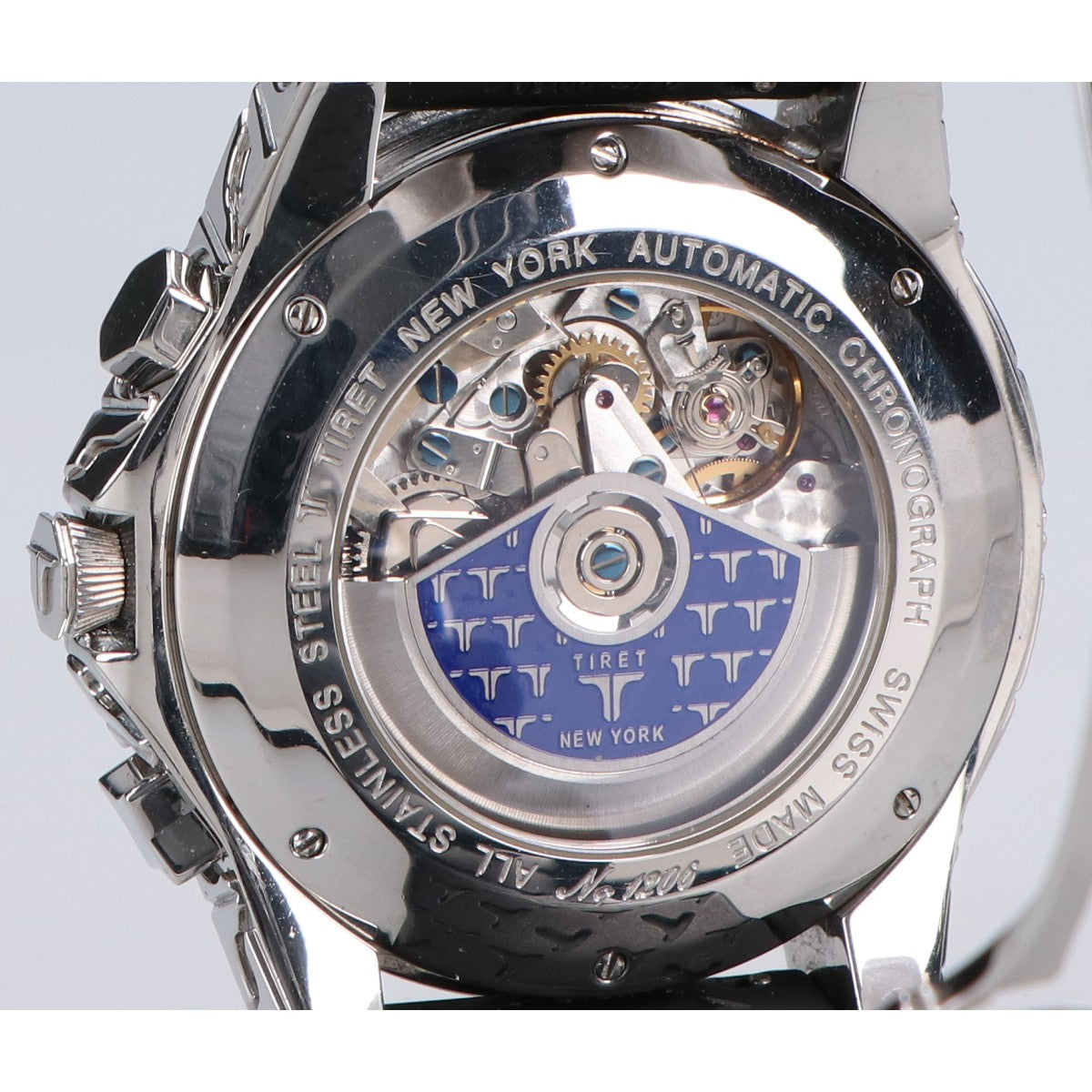 TIRET NEW YORK ティレット ニューヨーク オートマティッククロノグラフ100 ホワイトMOPスプラッシュダイアル フルダイヤモンド シースルーバック 腕時計