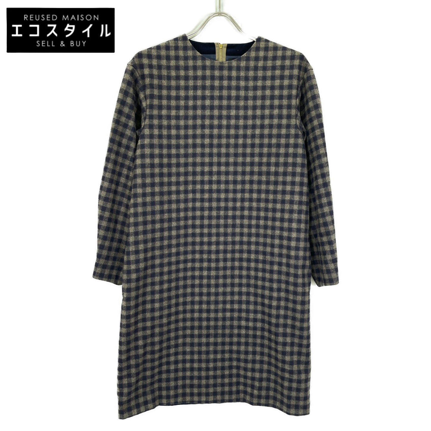 DRAWER ドゥロワー 【美品】6526-299-0523 チェック ウール ワンピース 36