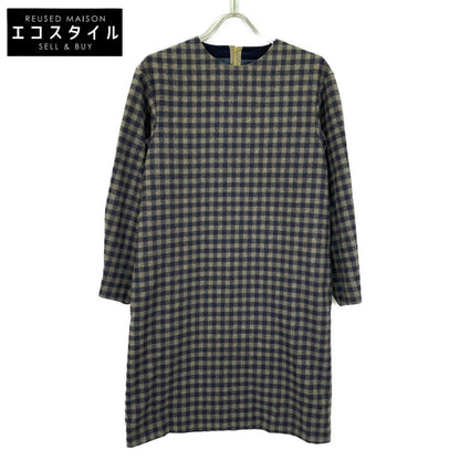 DRAWER ドゥロワー 【美品】6526-299-0523 チェック ウール ワンピース 36