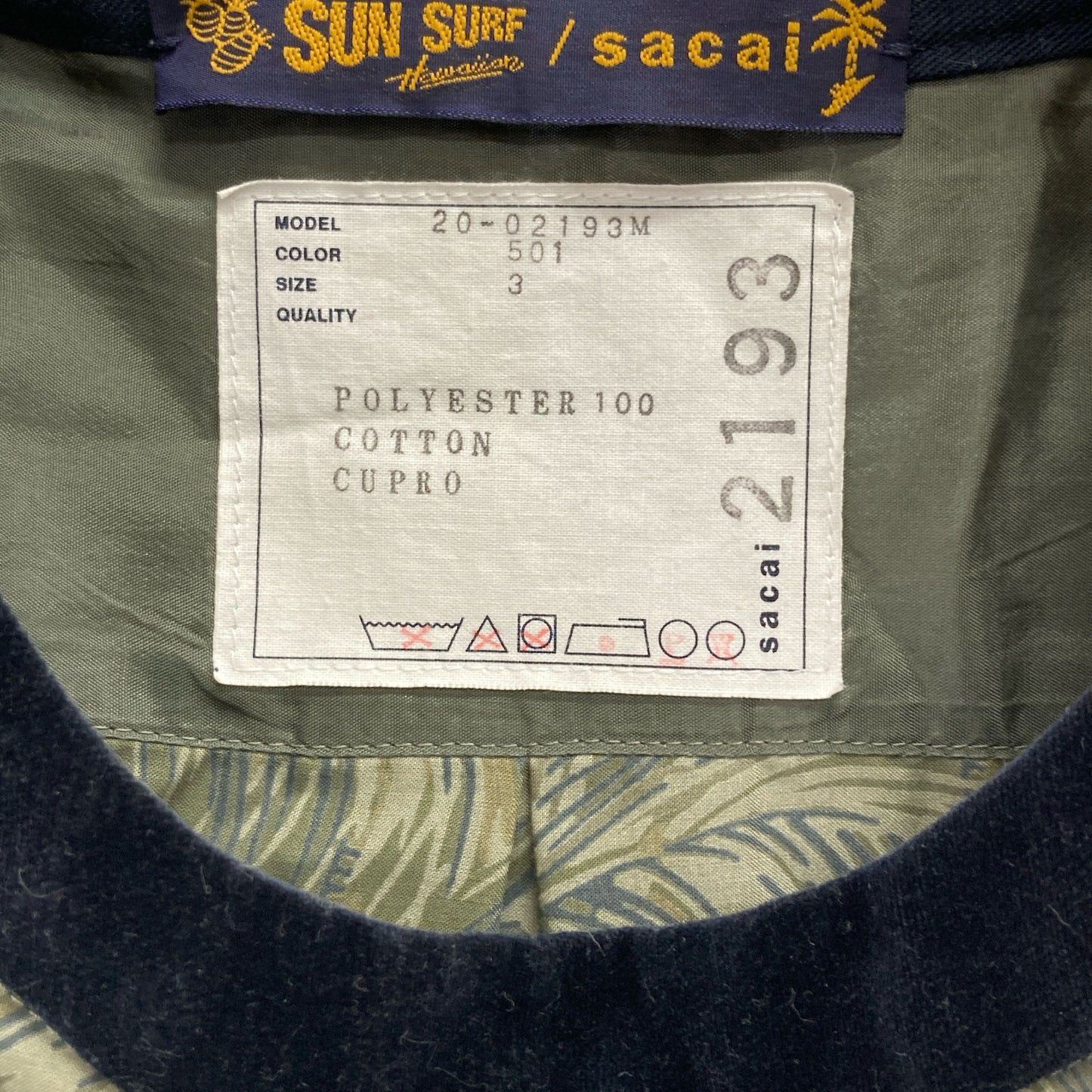 sacai サカイ ×SUNSURF カーキ 20-02193M 総柄トップス トップス 3