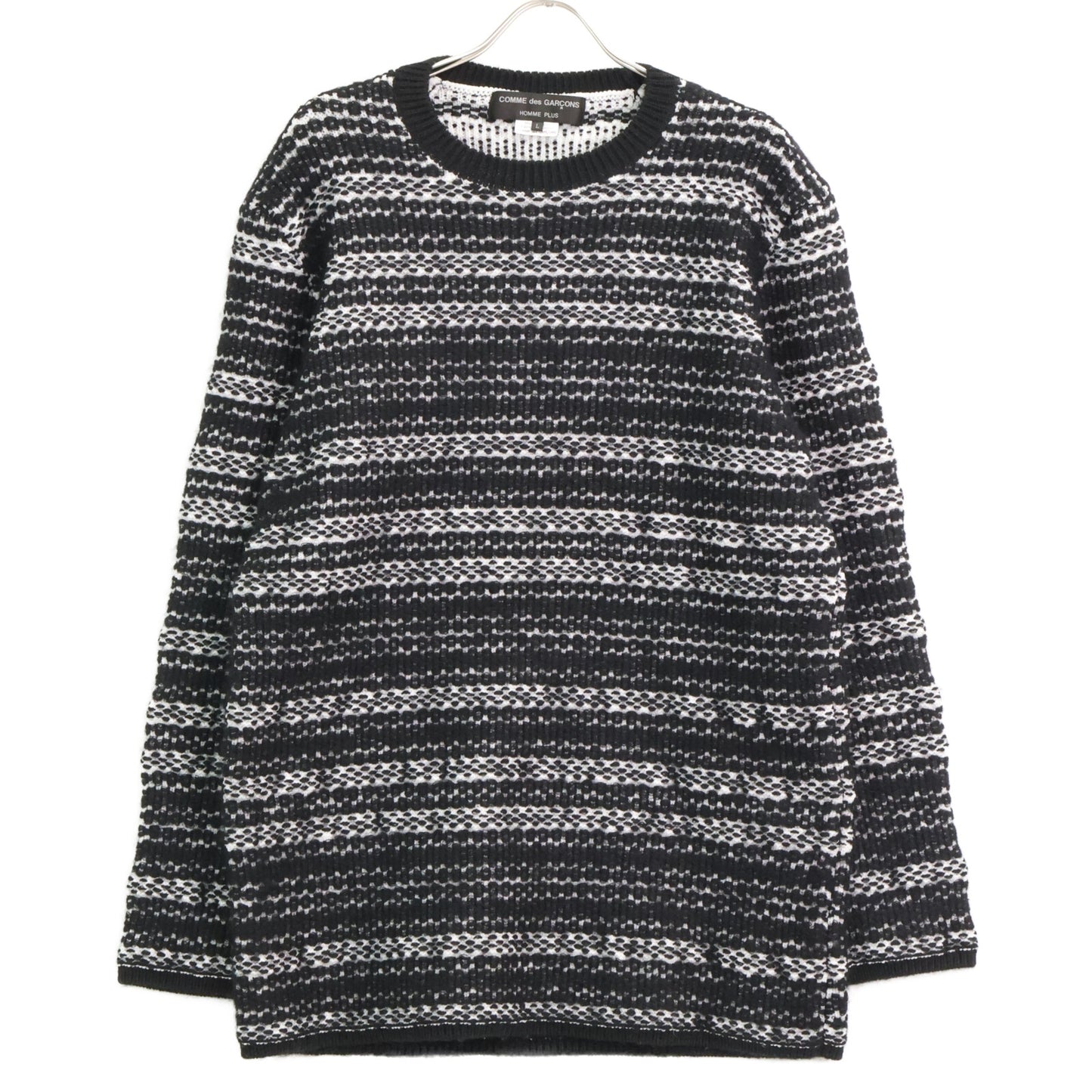 COMMEdesGARCONS HOMME PLUS コムデギャルソンオムプリュス 22AW 黒 ﾎﾟﾘﾓﾍﾔﾅｲﾛﾝｳｰﾙ ﾆｯﾄ トップス L