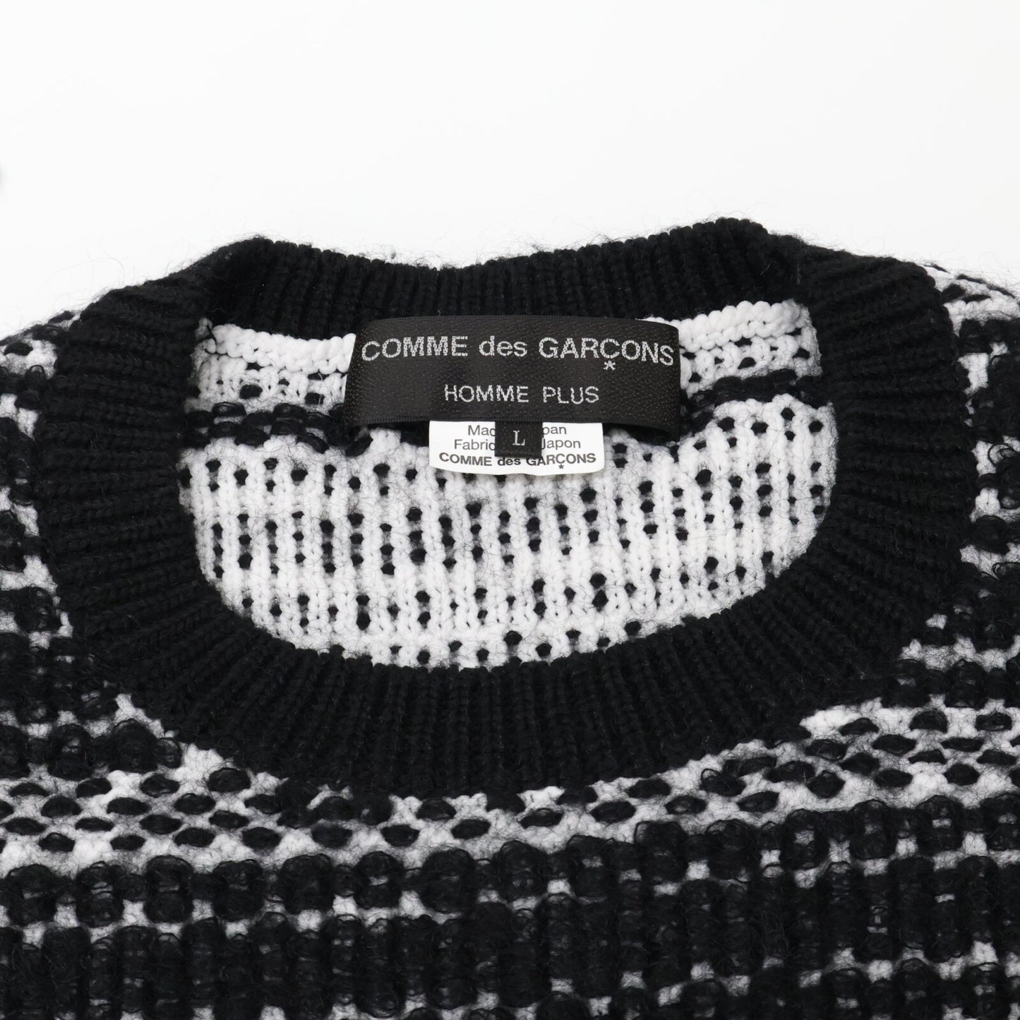 COMMEdesGARCONS HOMME PLUS コムデギャルソンオムプリュス 22AW 黒 ﾎﾟﾘﾓﾍﾔﾅｲﾛﾝｳｰﾙ ﾆｯﾄ トップス L