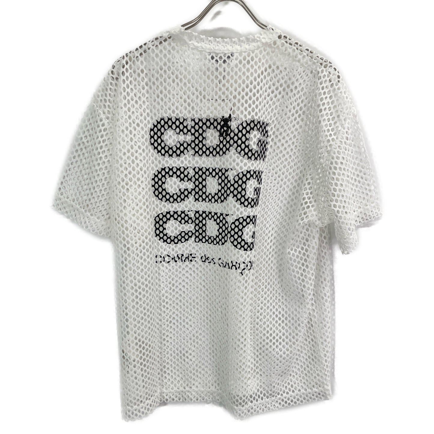 CDG シーディージー 24SS 白 ｵｰﾊﾞｰｻｲｽﾞ ﾒｯｼｭTｼｬﾂ トップス S