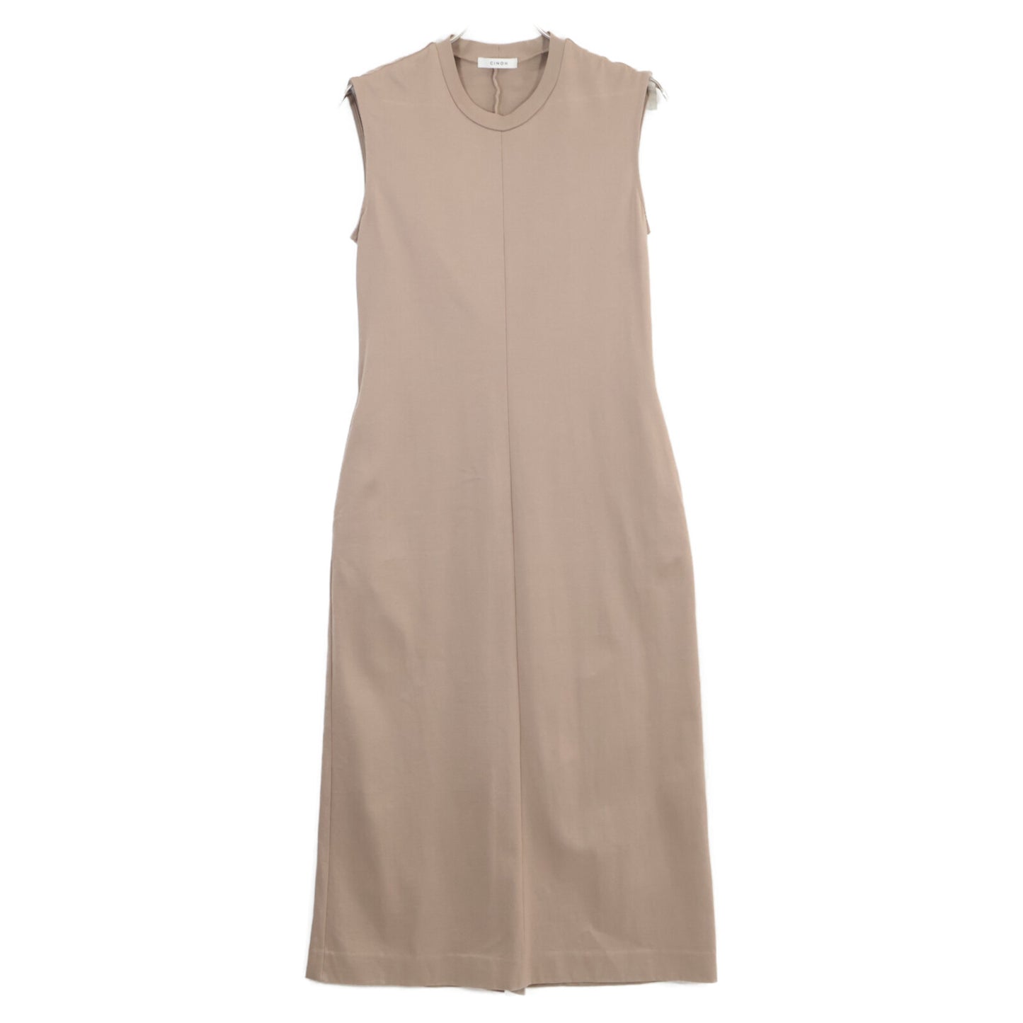 CINOH チノ ﾍﾞｰｼﾞｭ ｺｯﾄﾝ ﾉｰｽﾘｰﾌﾞｼﾞｬｰｼﾞｰﾄﾞﾚｽ ワンピース 38