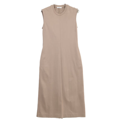 CINOH チノ ﾍﾞｰｼﾞｭ ｺｯﾄﾝ ﾉｰｽﾘｰﾌﾞｼﾞｬｰｼﾞｰﾄﾞﾚｽ ワンピース 38