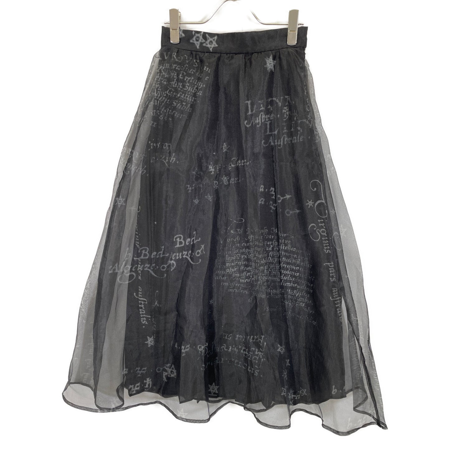 AMERI アメリ 22SS ブラック ポリエステル ホロスコープ シアープリーツフレアスカート スカート S