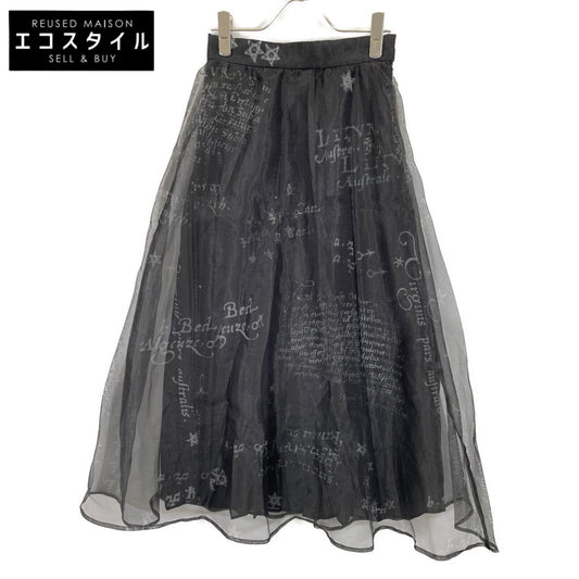 AMERI アメリ 22SS ブラック ポリエステル ホロスコープ シアープリーツフレアスカート スカート S