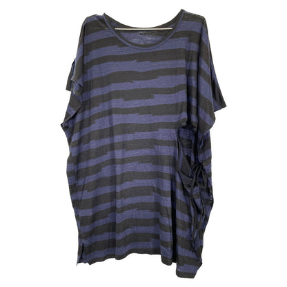 Y's ワイズ 23SS ネイビー×ブラック リネン オーバーカットソー トップス 2