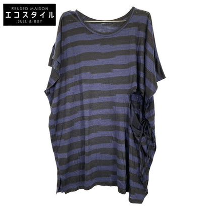 Y's ワイズ 23SS ネイビー×ブラック リネン オーバーカットソー トップス 2