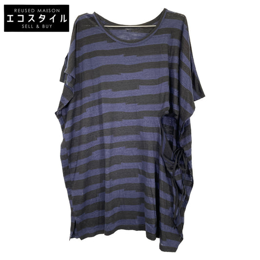 Y's ワイズ 23SS ネイビー×ブラック リネン オーバーカットソー トップス 2