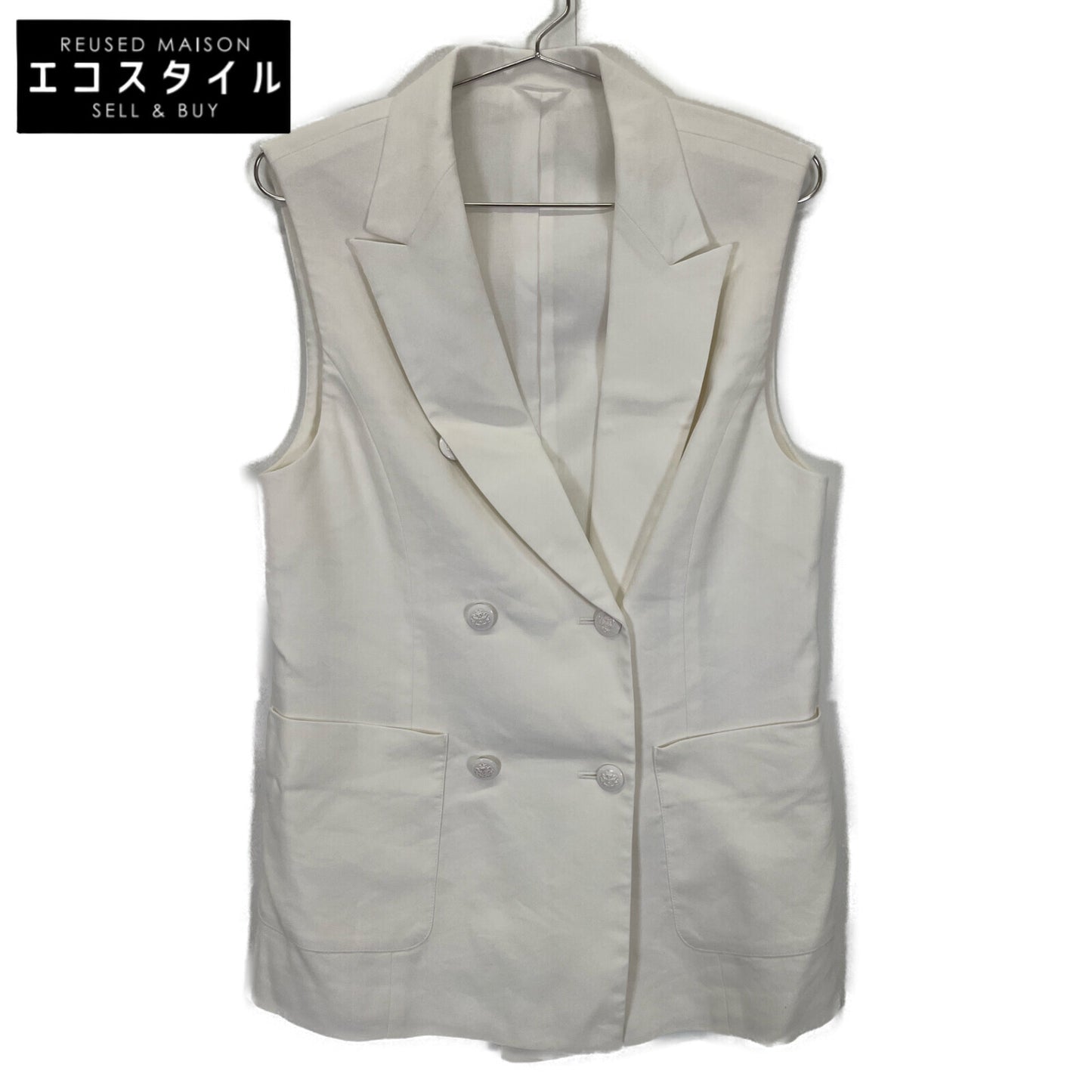 ANAYI アナイ 23SS ホワイト ラミーストレッチテーラードジレ ベスト 36