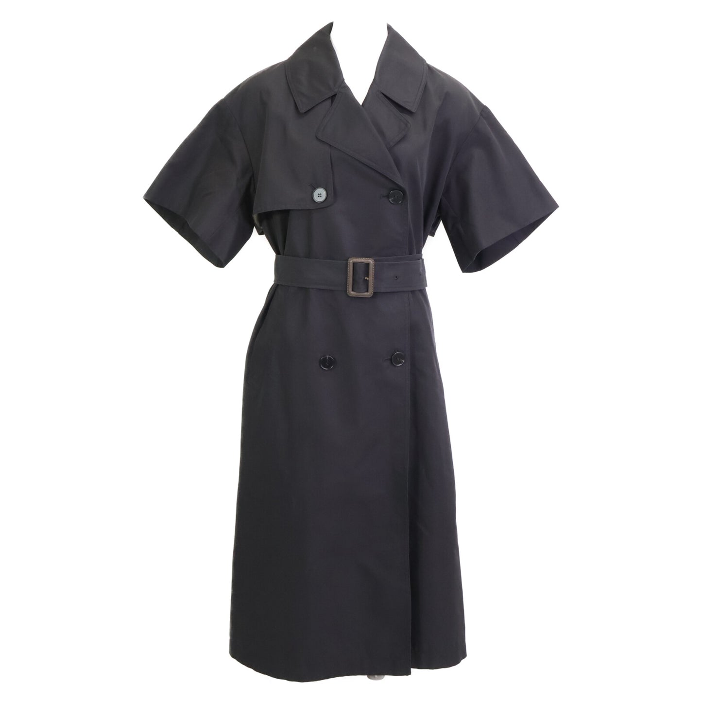 THOMAS MAGPIE トーマスマグパイ 2221202 ﾌﾞﾗｯｸ ｺｯﾄﾝ ﾊﾞｯｸﾌﾟﾘﾝﾄ ｼｮｰﾄｽﾘｰﾌﾞﾄﾚﾝﾁｺｰﾄ コート 38