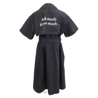 THOMAS MAGPIE トーマスマグパイ 2221202 ﾌﾞﾗｯｸ ｺｯﾄﾝ ﾊﾞｯｸﾌﾟﾘﾝﾄ ｼｮｰﾄｽﾘｰﾌﾞﾄﾚﾝﾁｺｰﾄ コート 38