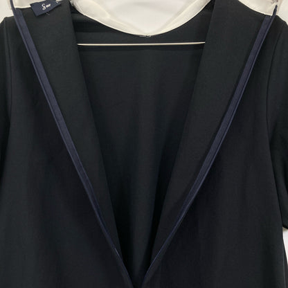 Sono ソーノ ﾌﾞﾗｯｸ×ﾎﾜｲﾄ ﾘﾈﾝ混 ﾌｪｲｸﾊﾟｰﾙ ﾊﾞｲｶﾗｰｶｯﾄｿｰ トップス 1