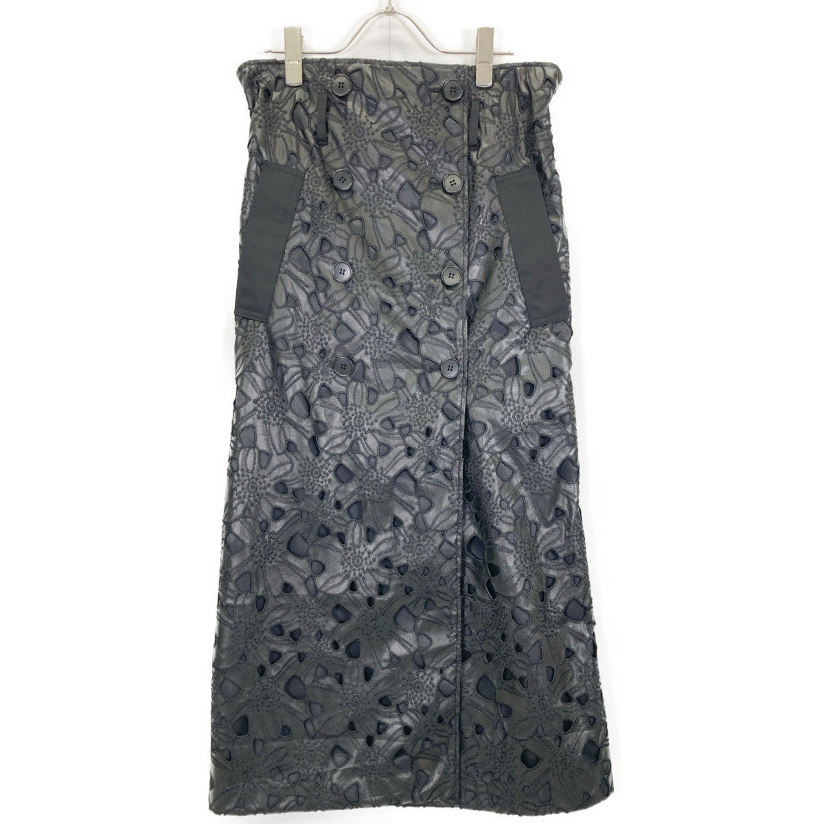 ADORE アドーア 24年製 531-4220907 ﾌﾞﾗｯｸ ﾌｪｲｸﾚｻﾞｰｶｯﾄﾜｰｸｽｶｰﾄ スカート 38