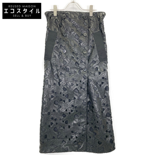 ADORE アドーア 24年製 531-4220907 ﾌﾞﾗｯｸ ﾌｪｲｸﾚｻﾞｰｶｯﾄﾜｰｸｽｶｰﾄ スカート 38