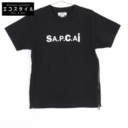 A.P.C. アーペーセー ｘSACAIサカイ【美品/21年製】21E2-COEQW-M26978 サイドジップ ロゴ スウェットTシャツ/ トップス XXS