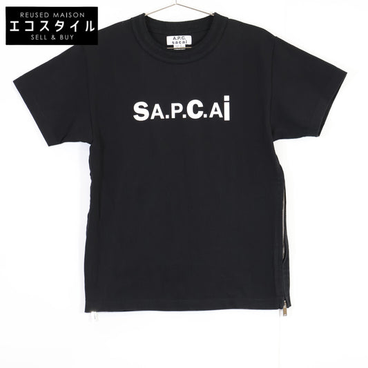 A.P.C. アーペーセー ｘSACAIサカイ【美品/21年製】21E2-COEQW-M26978 サイドジップ ロゴ スウェットTシャツ/ トップス XXS