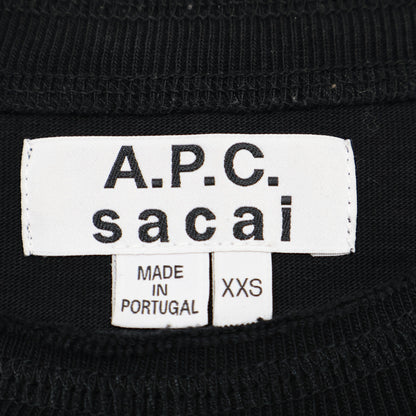 A.P.C. アーペーセー ｘSACAIサカイ【美品/21年製】21E2-COEQW-M26978 サイドジップ ロゴ スウェットTシャツ/ トップス XXS