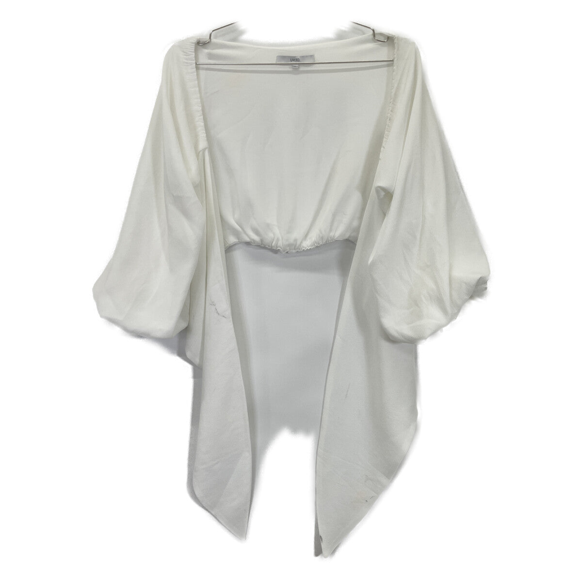 UN3D アンスリード ﾎﾜｲﾄ ﾎﾟﾘｴｽﾃﾙ ｷﾞｬｻﾞｰｼｮｰﾄｸﾛｯﾌﾟﾄﾞﾌﾞﾗｳｽ トップス F