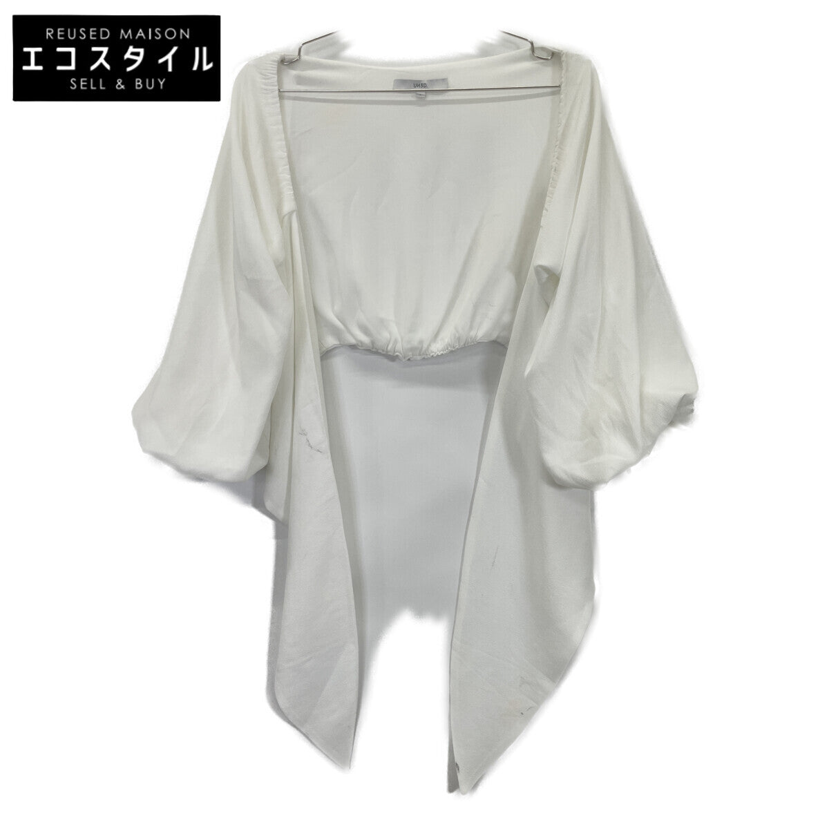 UN3D アンスリード ﾎﾜｲﾄ ﾎﾟﾘｴｽﾃﾙ ｷﾞｬｻﾞｰｼｮｰﾄｸﾛｯﾌﾟﾄﾞﾌﾞﾗｳｽ トップス F