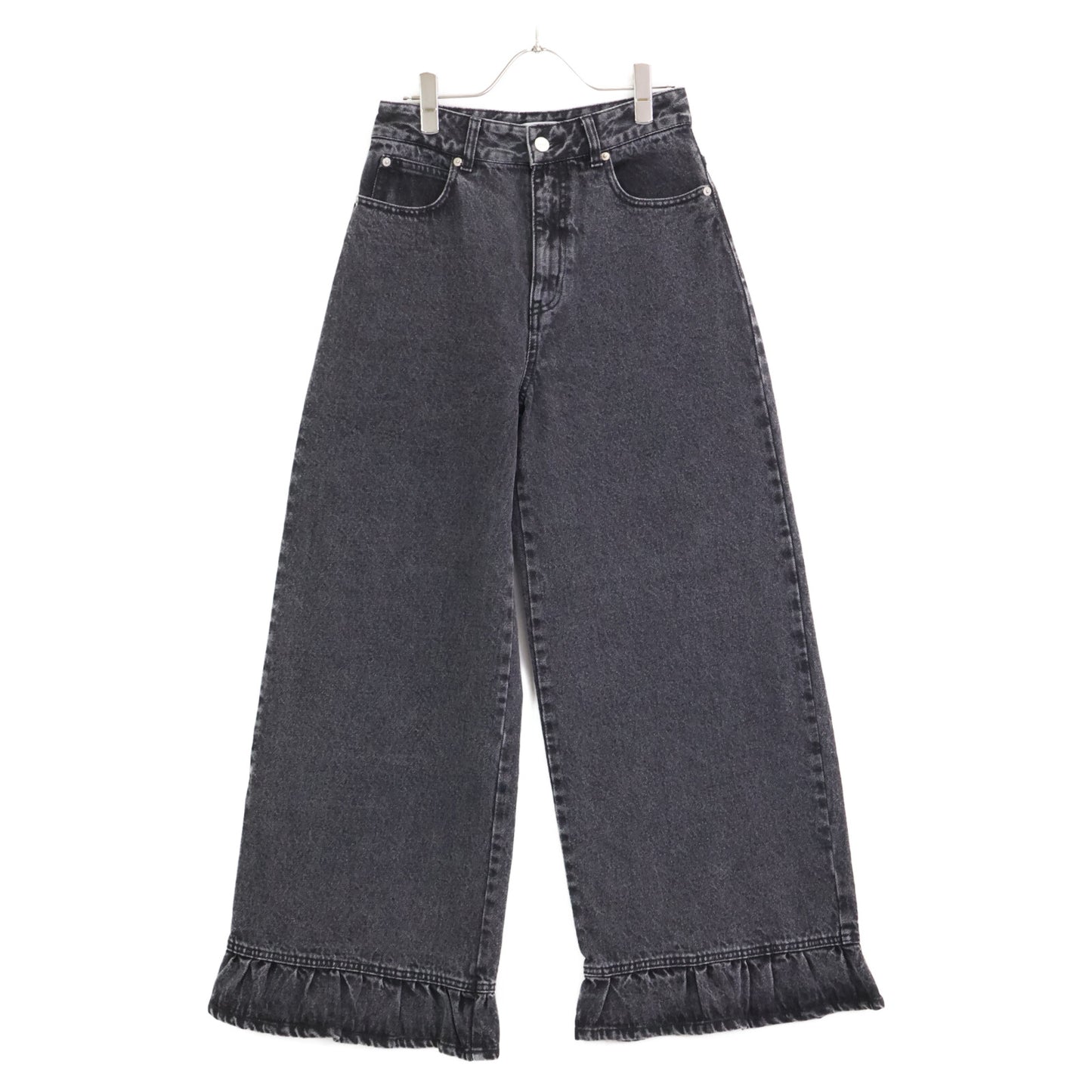 AMERI アメリヴィンテージ 23SS 02320891290 ﾌﾞﾗｯｸ RUFFLE HEM DENIM ボトムス 25