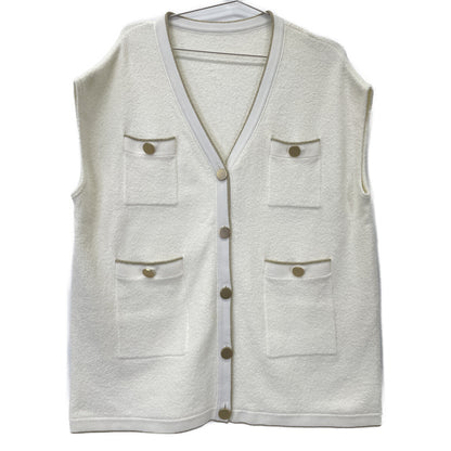 Diagram ダイアグラム 22年製 ﾎﾜｲﾄ ｺｯﾄﾝ×ﾅｲﾛﾝ 4ﾎﾟｹｯﾄ 金釦ﾊﾟｲﾙﾍﾞｽﾄ ベスト 36