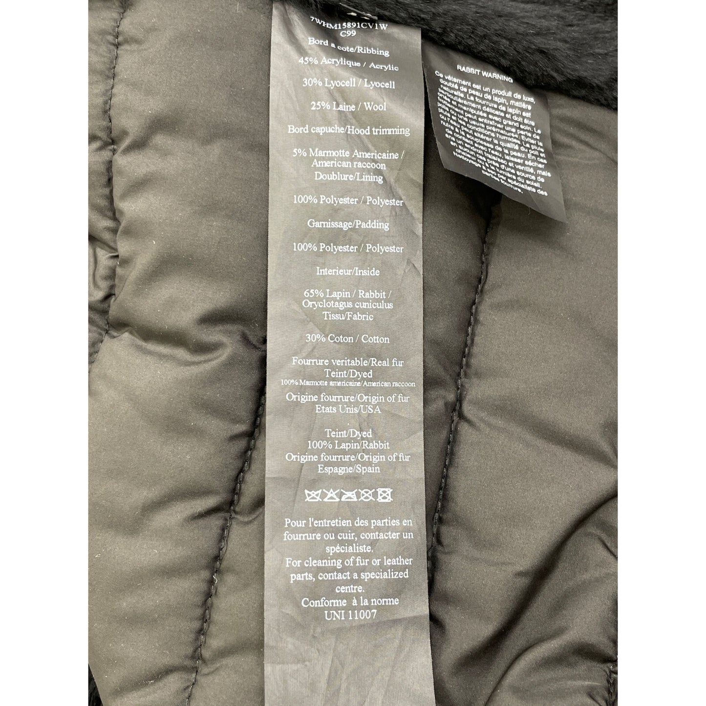 YVES SALOMON イヴサロモン 【HOMME】7WHM15891CV1W ブラック ラビットファー モッズコート コート 44