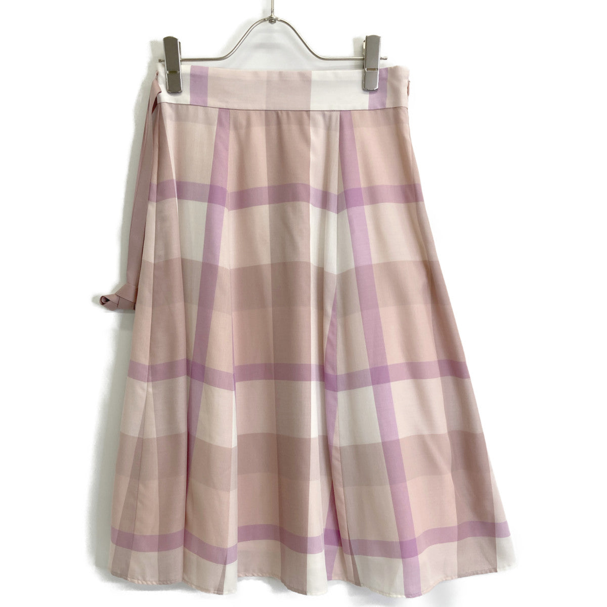 BLUE LABEL CRESTBRIDGE ブルーレーベルクレストブリッジ 23年製 ピンク クレストブリッジチェックライトエアリーツイルフレアスカート スカート 36
