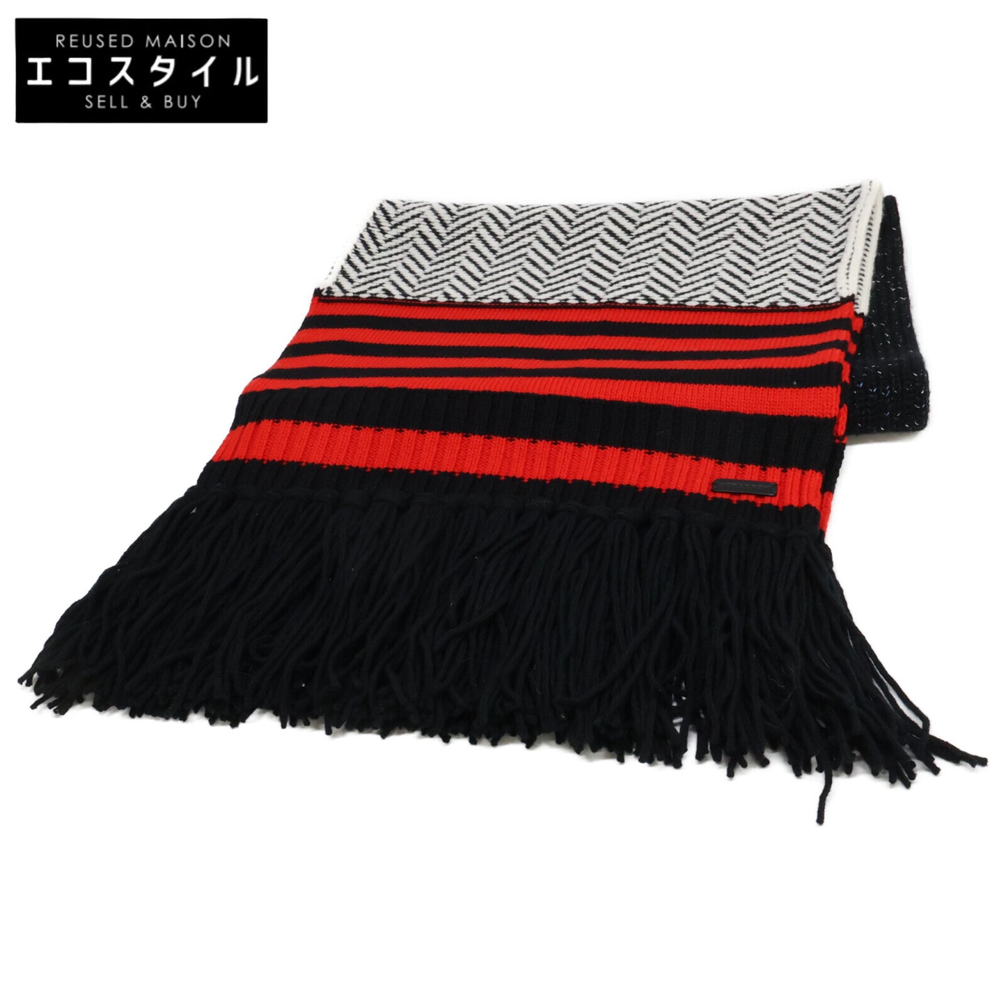 BURBERRY バーバリー ボーダー フリンジ ロング マフラー