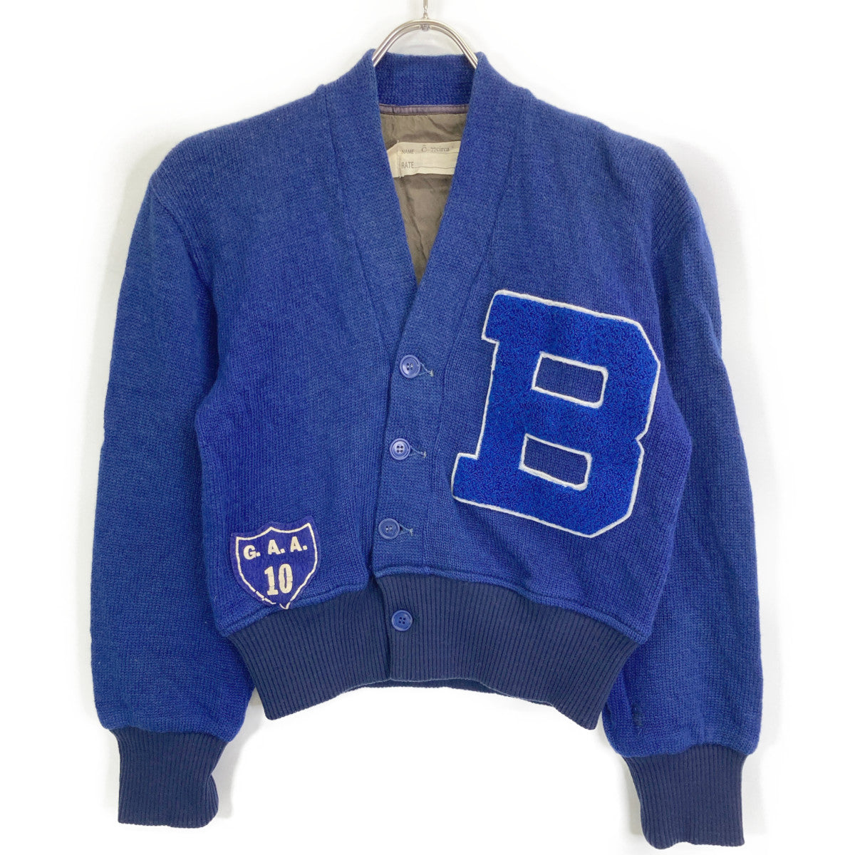 77circa ナナナナサーカ ブルー USED加工 リメイクワッペンニットカーディガン トップス