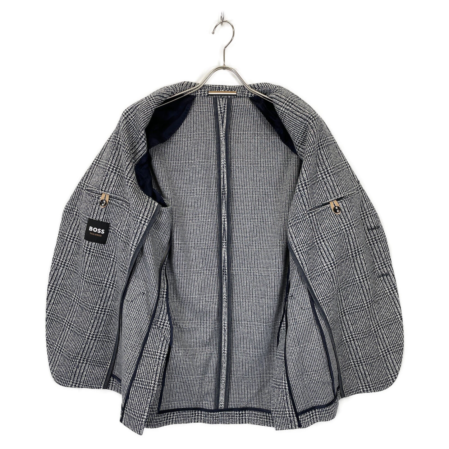 BOSS ボス ﾎﾜｲﾄ×ﾈｲﾋﾞｰ ｺｯﾄﾝﾘﾈﾝ ｲﾀﾘｱﾝｼﾞｬｰｼﾞｰｼﾞｬｹｯﾄ ジャケット 48